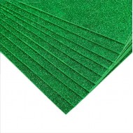 Глиттерный фоамиран без клеевого слоя, 20х30, толщина 2мм, цвет: зеленый